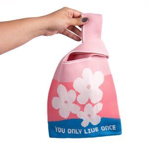 YOLO Mini Tote Bag - You Only Live Once - Pink/Blue/White - NWT
